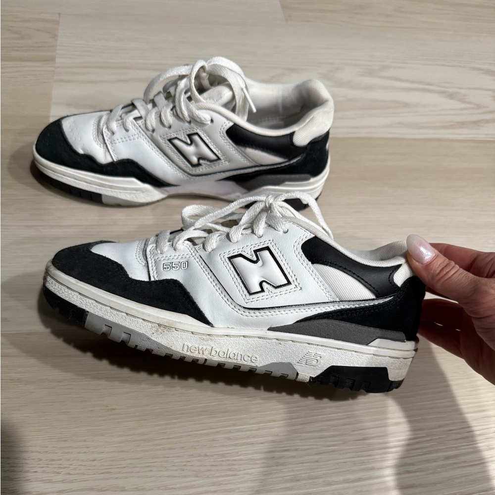 New Balance White & Black 550 Sneakers